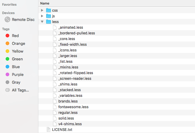 Fontawesome Less Files